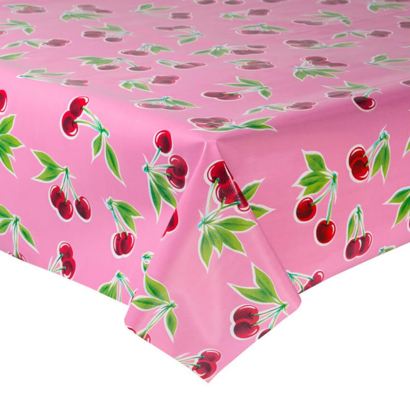 Voksduk med kirsebær på rosa
