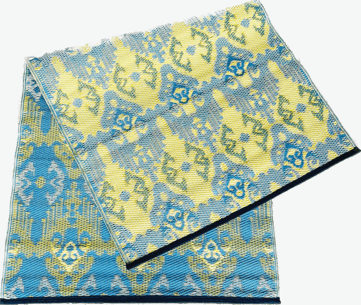 Plastmatte Indisk 90x180cm Gul/Lysebl&aring;/Hvit